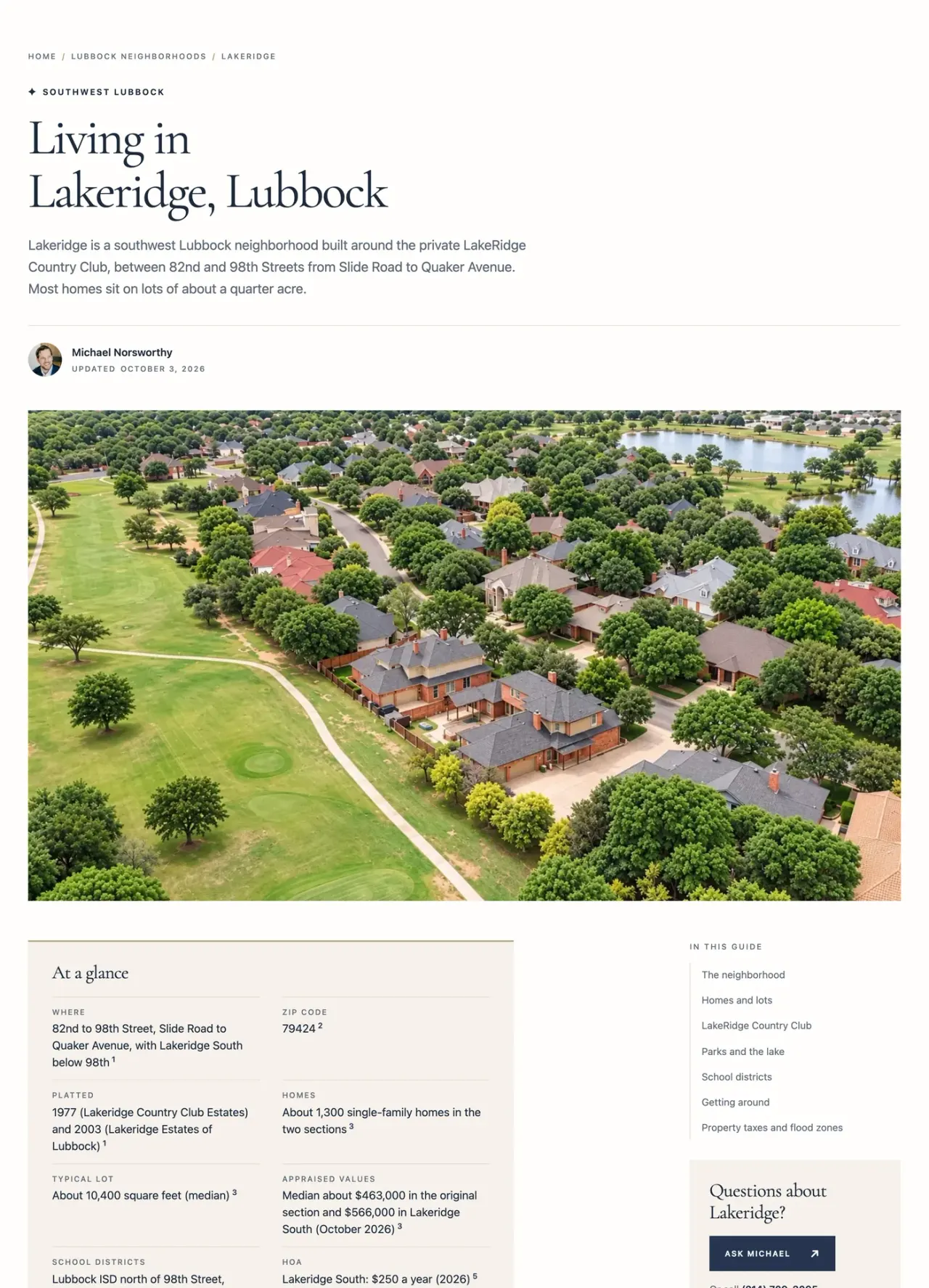 The Lakeridge guide on one agent’s site we built