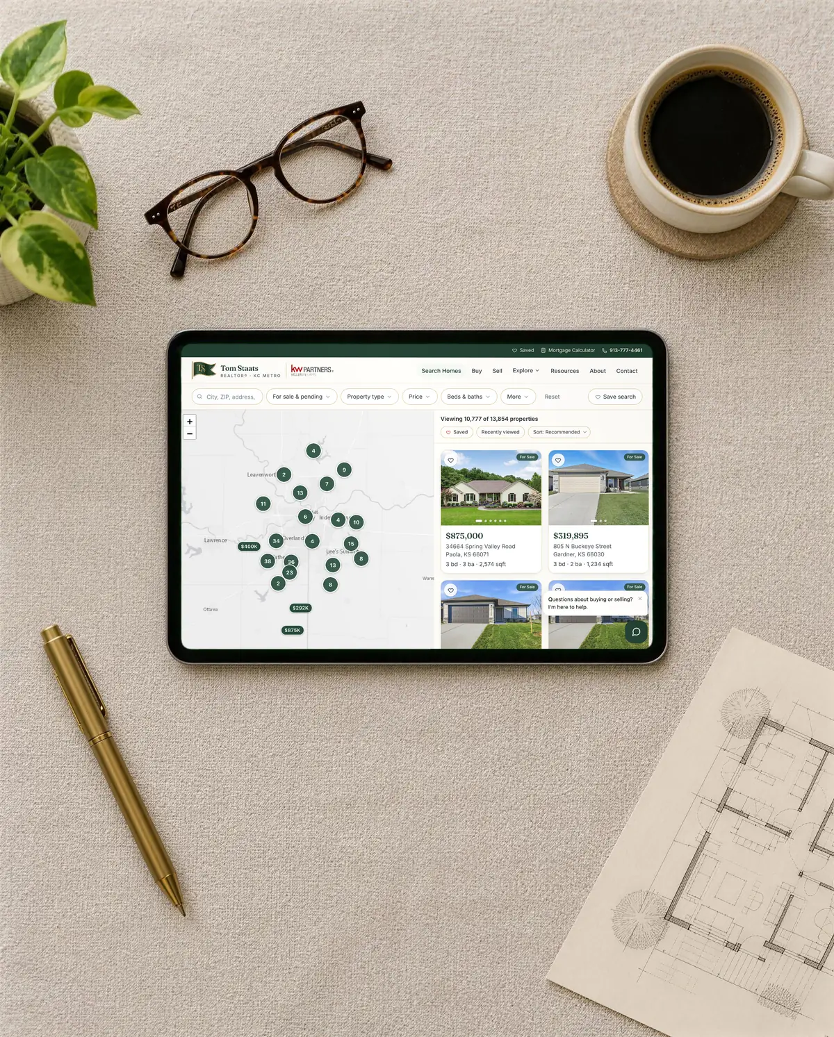 Map search on one agent’s site we built, on a tablet
