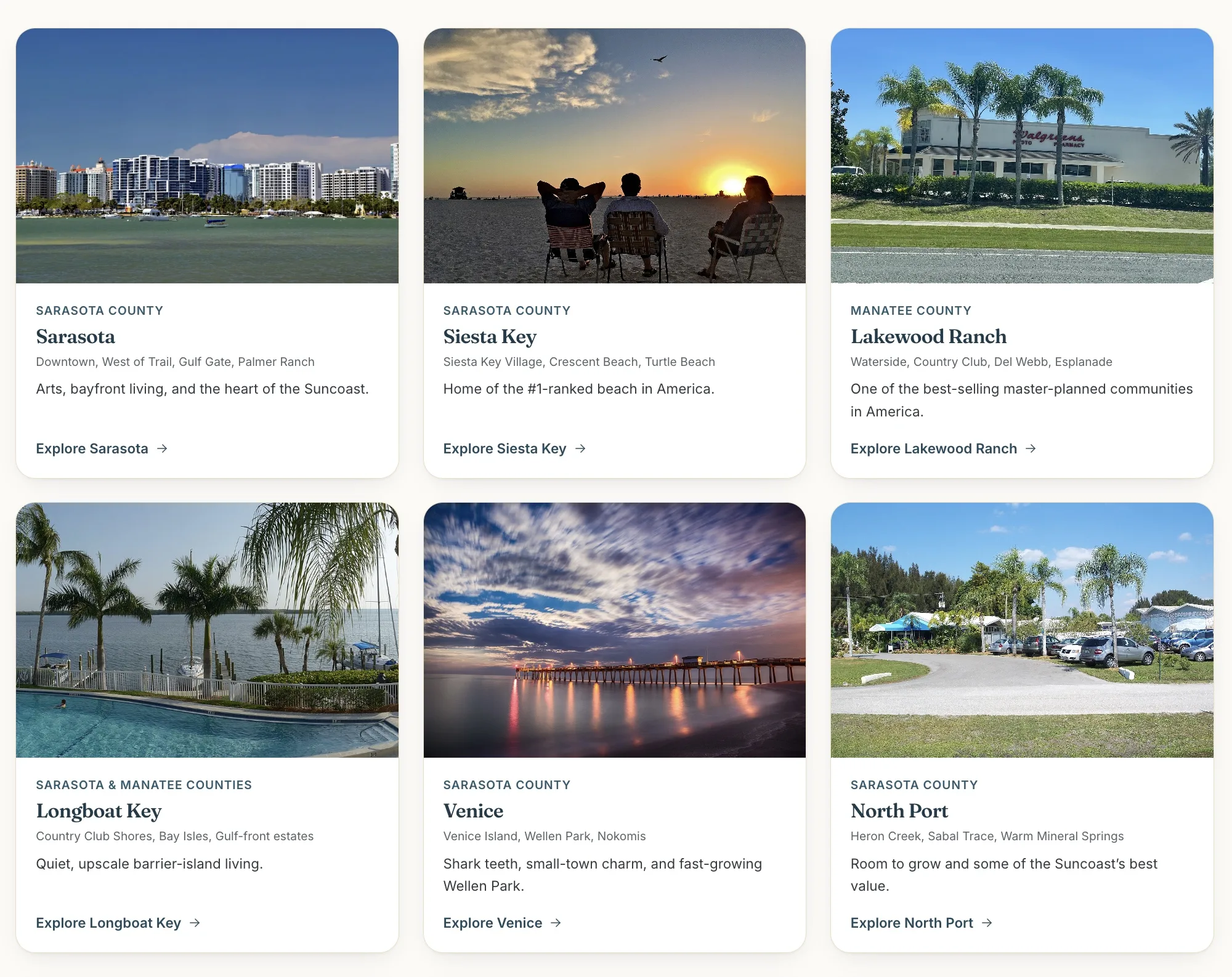 Neighborhood and community pages on an agent website