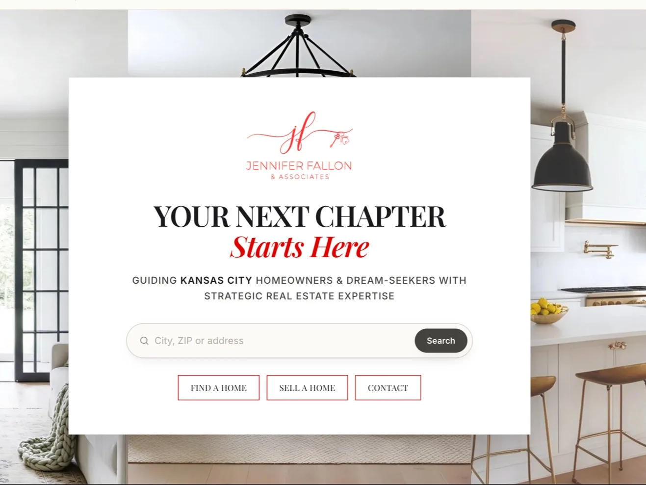 Custom-branded agent website homepage for Jennifer Fallon & Associates