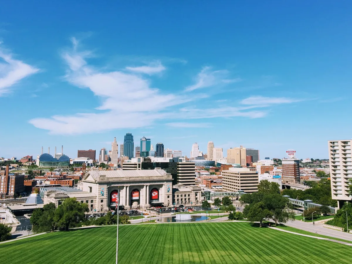 Kansas City, looking over Union Station toward the downtown skyline