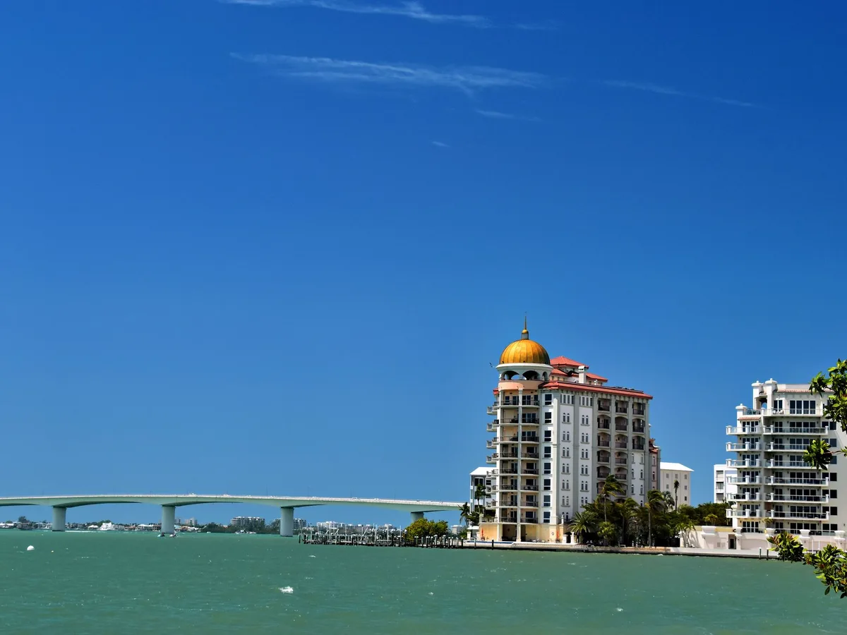 Sarasota Bay, with the Ringling Causeway and the downtown waterfront